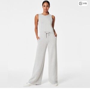 SPANX Air Essentials Light Gray Wide Leg Jumpsuit Small Tall